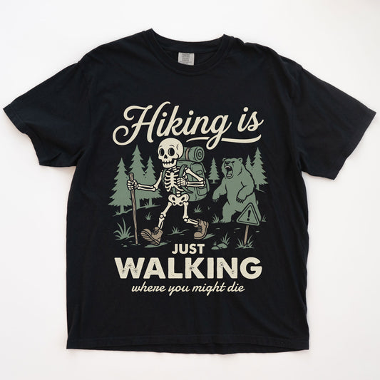 Funny Skeleton Hiking T-shirt