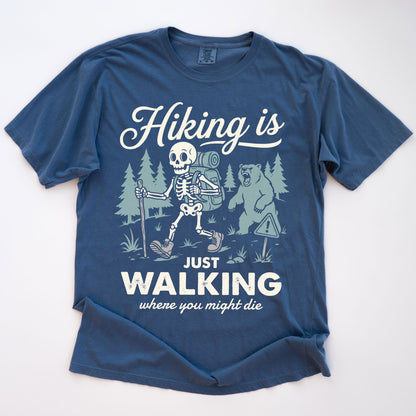 Funny Skeleton Hiking T-shirt